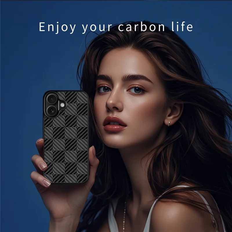 For iPhone 17 Case Compatible with MagSafe Aramid Fiber TPU Shockproof Phone Cover - Square Texture