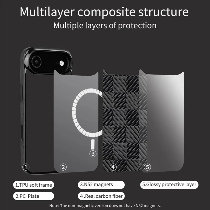 For iPhone Air Case Compatible with MagSafe Aramid Fiber TPU Shockproof Phone Cover - Square Texture