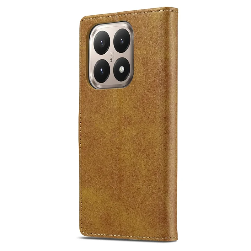 LC.IMEEKE For Xiaomi 15T Case Calf Texture PU Leather Stand Wallet Phone Cover - Yellow