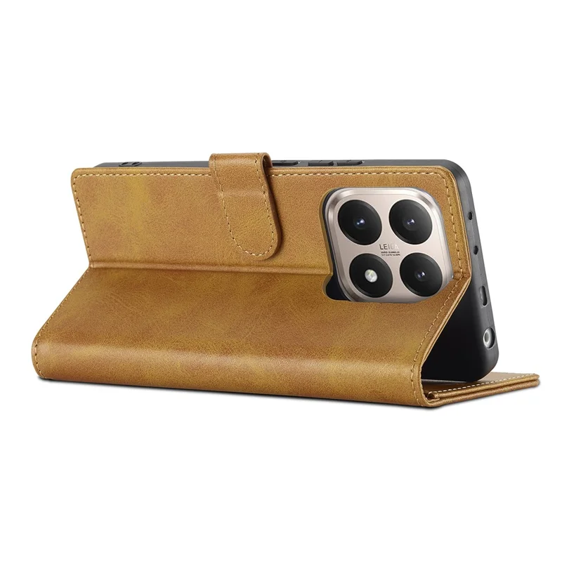 LC.IMEEKE For Xiaomi 15T Case Calf Texture PU Leather Stand Wallet Phone Cover - Yellow