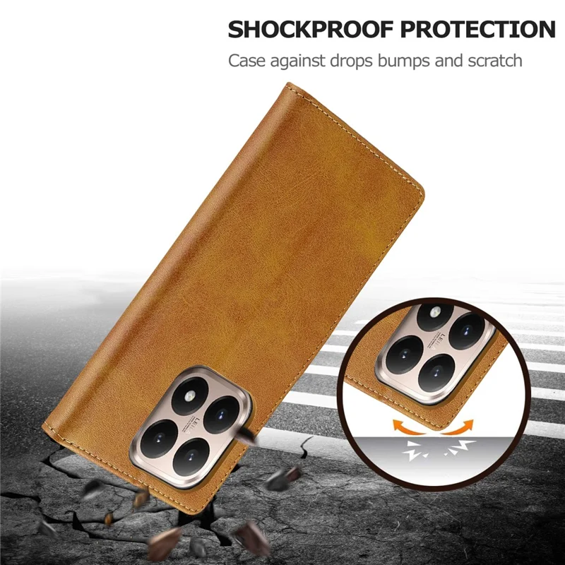 LC.IMEEKE For Xiaomi 15T Case Calf Texture PU Leather Stand Wallet Phone Cover - Yellow
