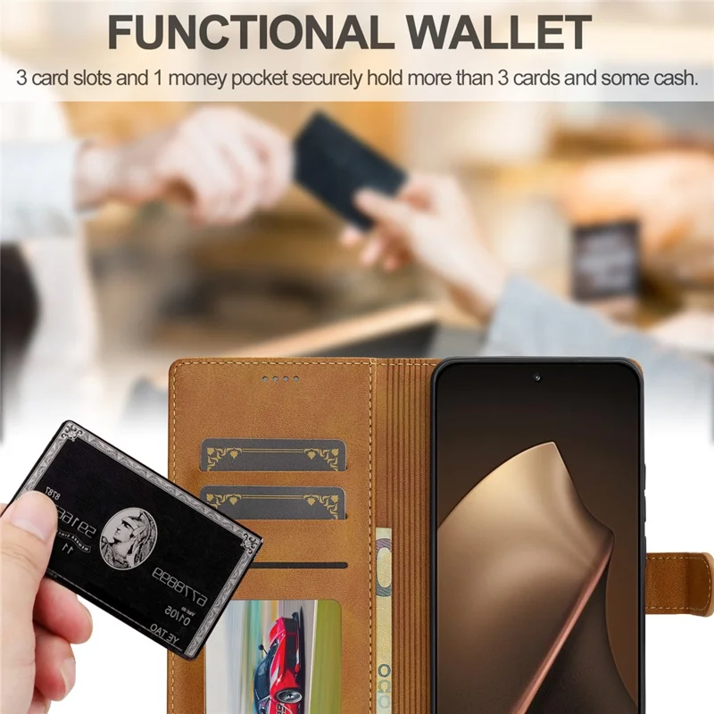 LC.IMEEKE For Xiaomi 15T Case Calf Texture PU Leather Stand Wallet Phone Cover - Yellow