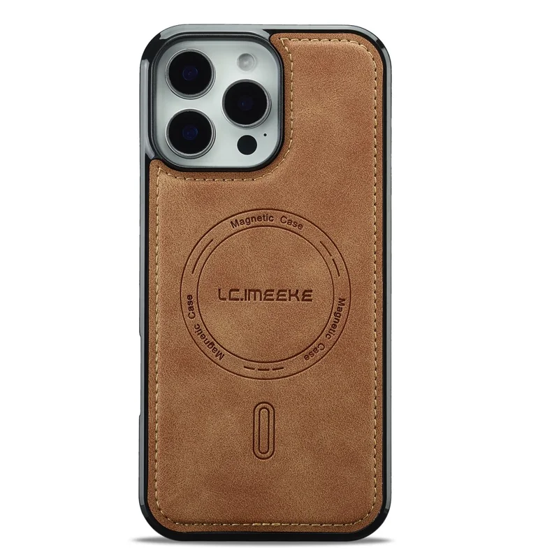LC.IMEEKE L6 For iPhone 13 Pro Case PU Leather Coated PC TPU Phone Cover Compatible with MagSafe - Brown