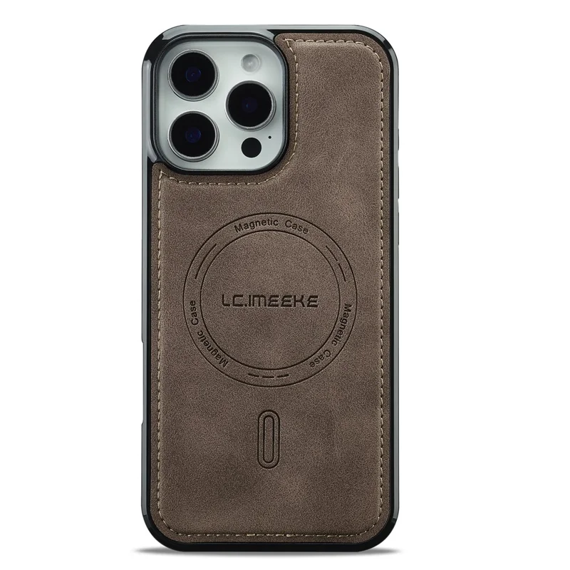 LC.IMEEKE L6 For iPhone 13 Pro Max Case PU Leather Coated PC TPU Phone Cover Compatible with MagSafe - Coffee