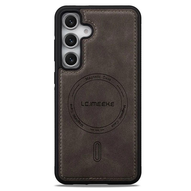 LC.IMEEKE L6 For Samsung Galaxy S25+ Magnetic Case PU Leather Coated PC TPU Phone Cover - Coffee