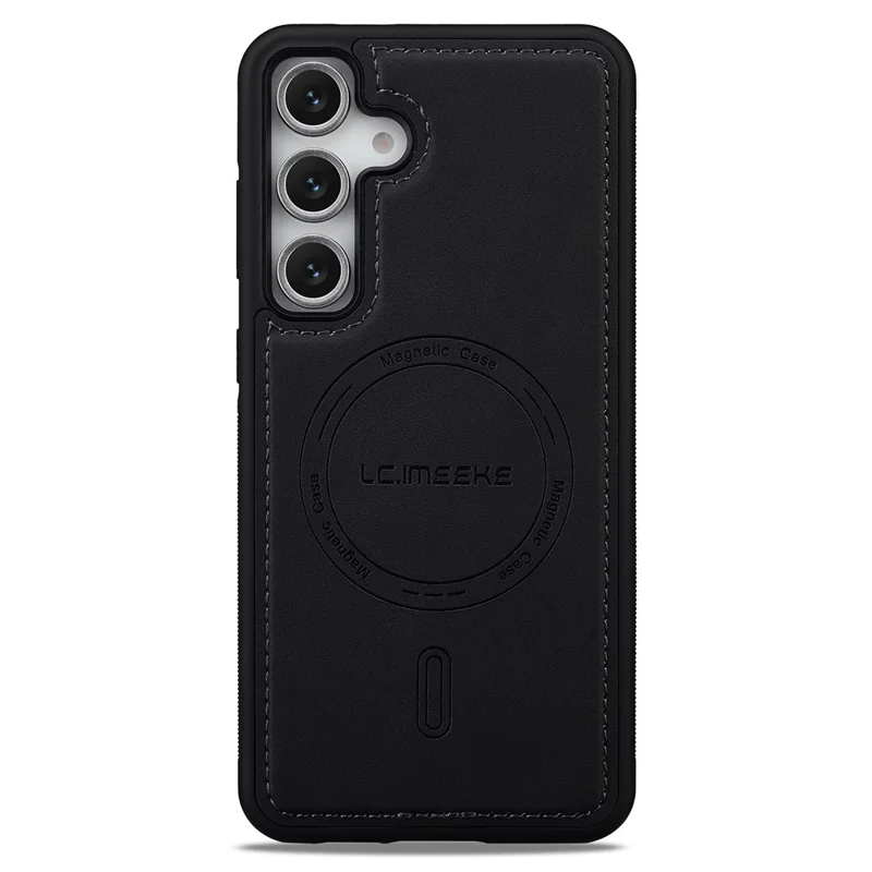 LC.IMEEKE L6 For Samsung Galaxy S24+ Case PU Leather Coated PC TPU Phone Cover Magnetic Case - Black