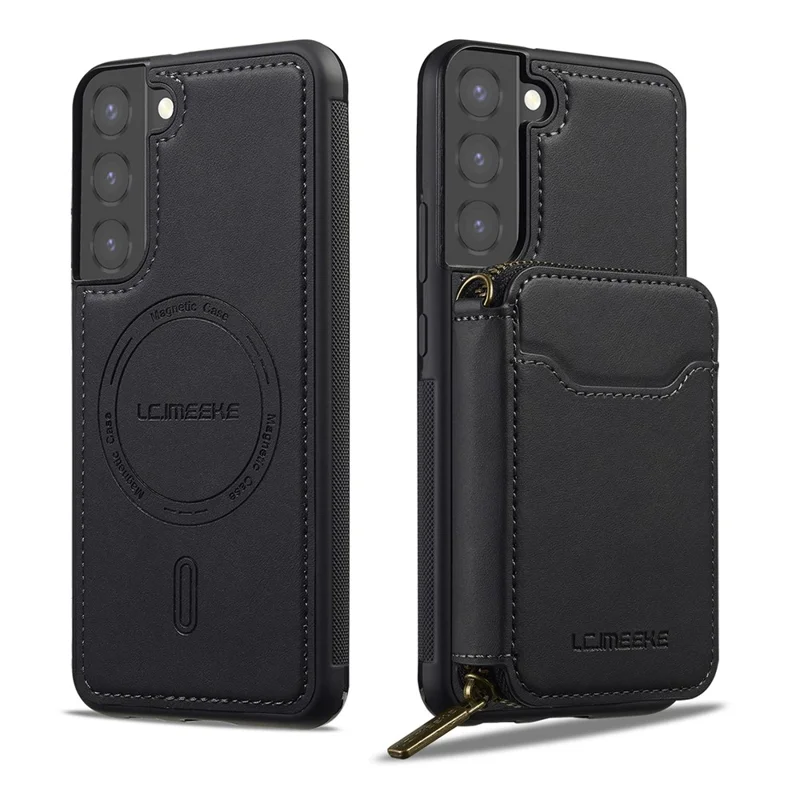 LC.IMEEKE L6 For Samsung	Galaxy S21 FE 5G Magnetic Case Detachable Zipper Wallet Leather Coated PC + TPU Phone Cover - Black