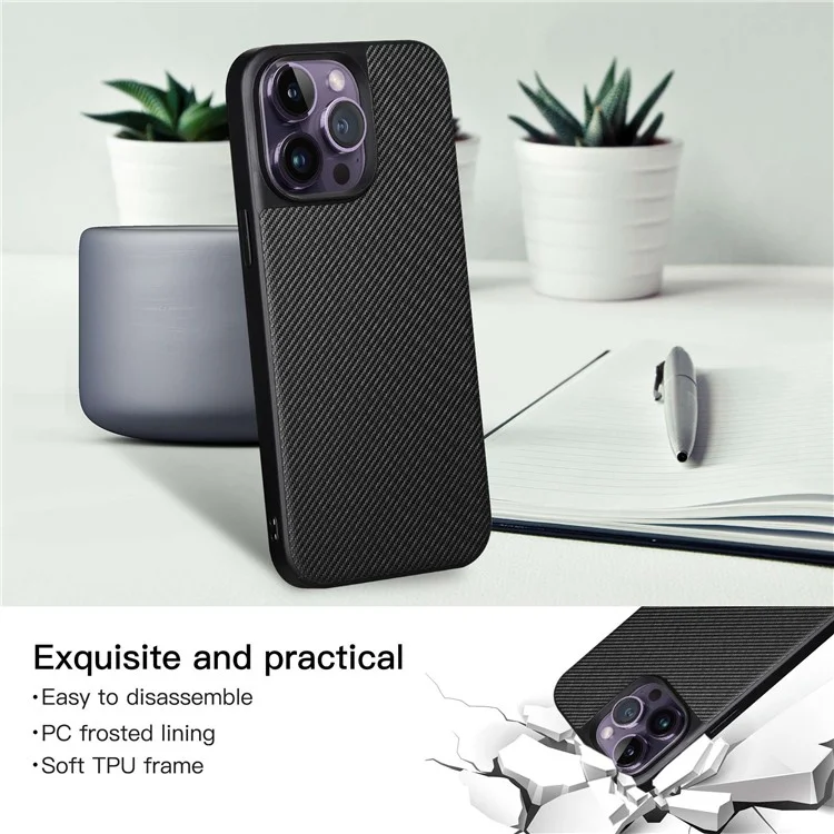 Serie VILI TC Para Iphone 14 Pro Max Case de Teléfono TPU Con Recubrimiento Con Cuero Texturizado Teléfono Móvil Anti-scratch