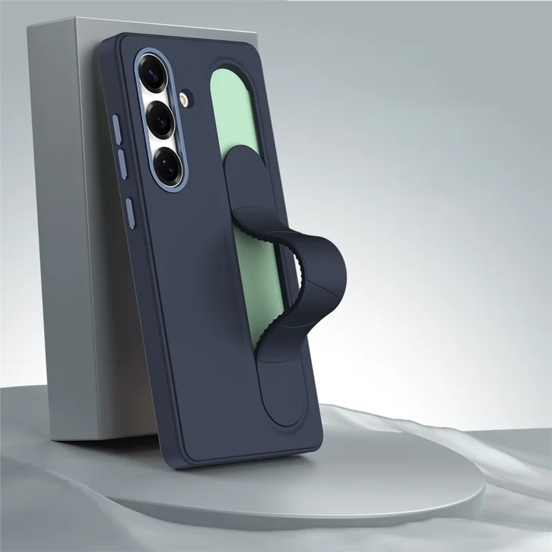 For Samsung Galaxy S24+ Case Customizable Smart Key Control Wristband Kickstand PC + Silicone Phone Cover - Sapphire