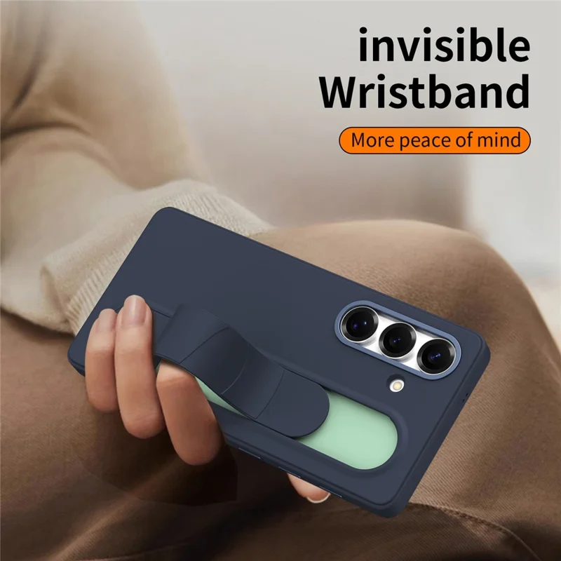 For Samsung Galaxy S24+ Case Customizable Smart Key Control Wristband Kickstand PC + Silicone Phone Cover - Sapphire