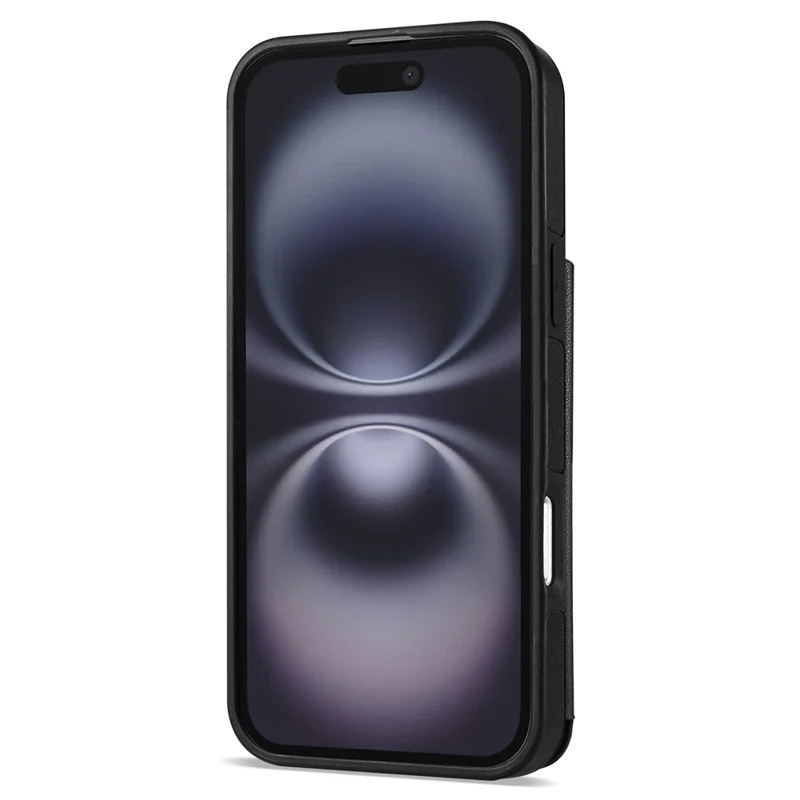 For iPhone 17 Case with Wrist Strap Card Slots Rhombus Leather + TPU Phone Cover - Black