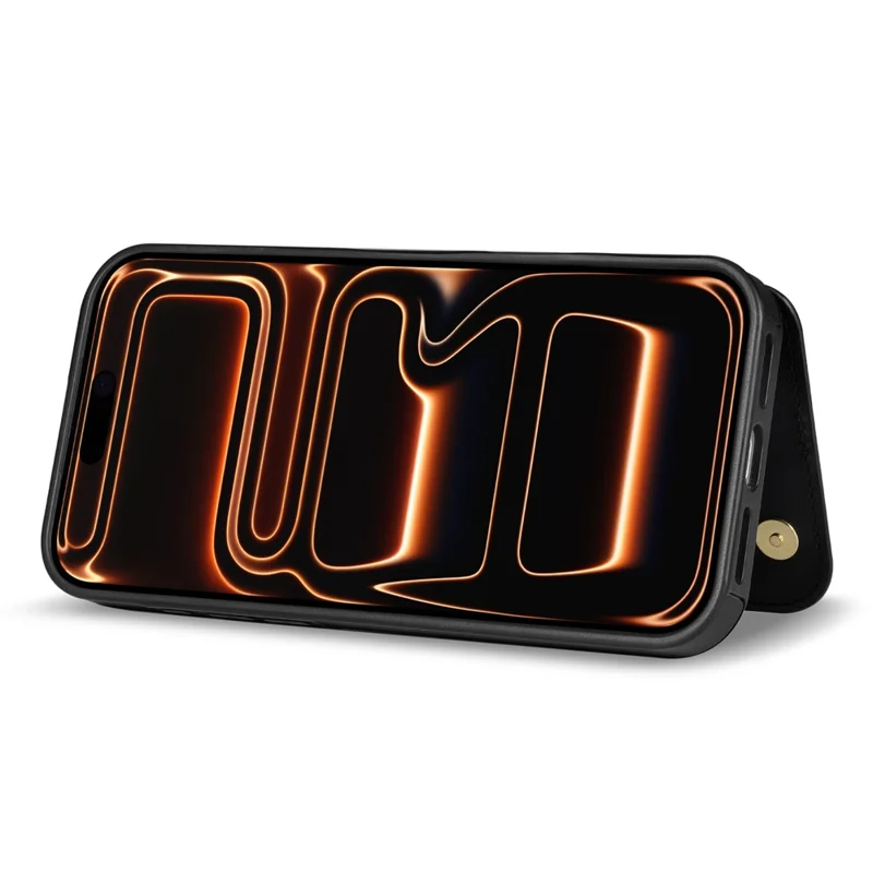 For iPhone 17 Pro Max Case with Wrist Strap Card Slots Rhombus Leather + TPU Phone Cover - Black