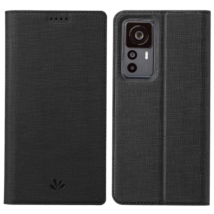 VILI DMX Series Shockproof Phone Cover for Xiaomi 12T Pro 5G, PU Leather Auto Closing Magnetic Phone Case Card Holder Stand - Black