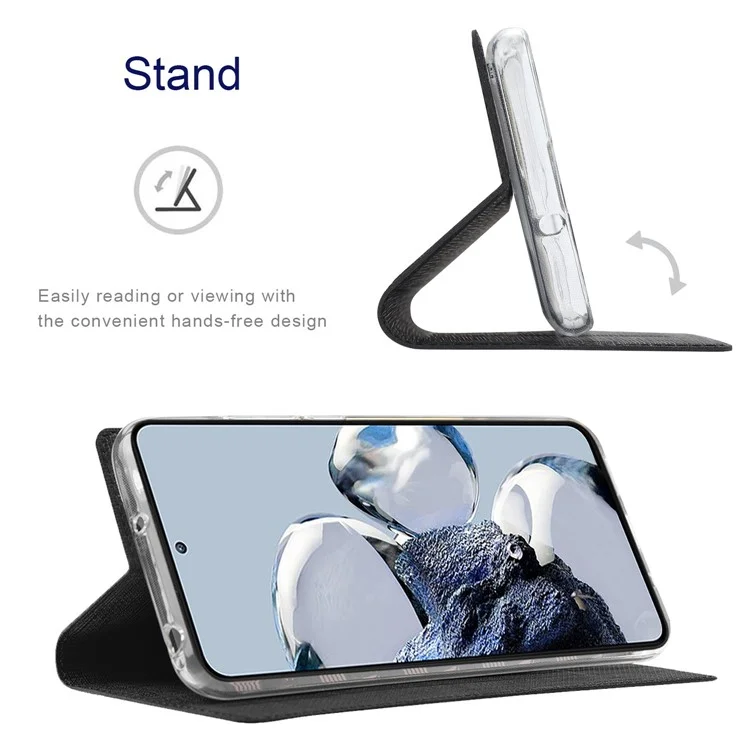 VILI DMX Series Shockproof Phone Cover for Xiaomi 12T Pro 5G, PU Leather Auto Closing Magnetic Phone Case Card Holder Stand - Black