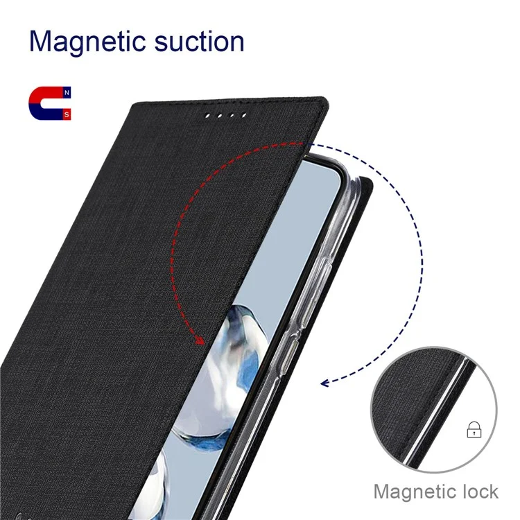 VILI DMX Series Shockproof Phone Cover for Xiaomi 12T Pro 5G, PU Leather Auto Closing Magnetic Phone Case Card Holder Stand - Black