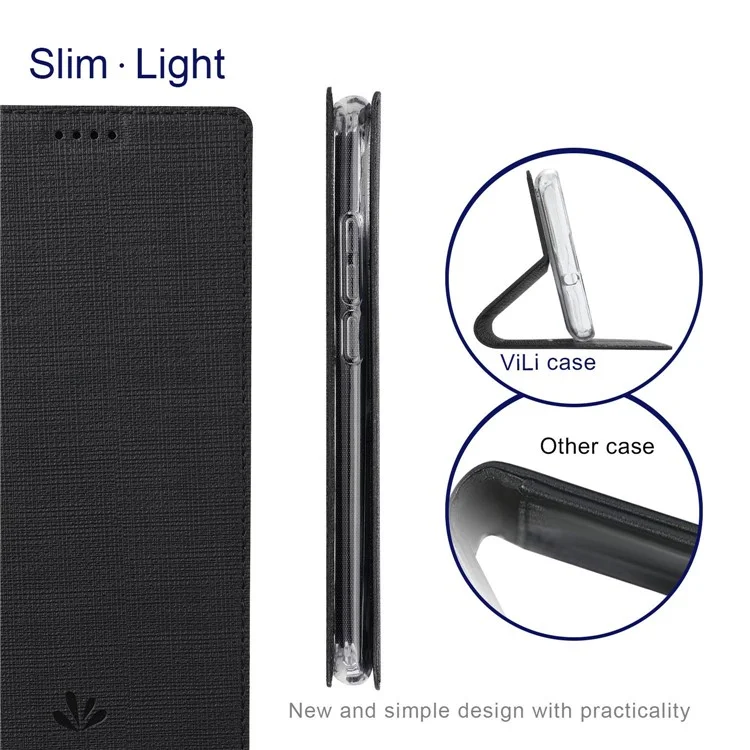 VILI DMX Series Shockproof Phone Cover for Xiaomi 12T Pro 5G, PU Leather Auto Closing Magnetic Phone Case Card Holder Stand - Black