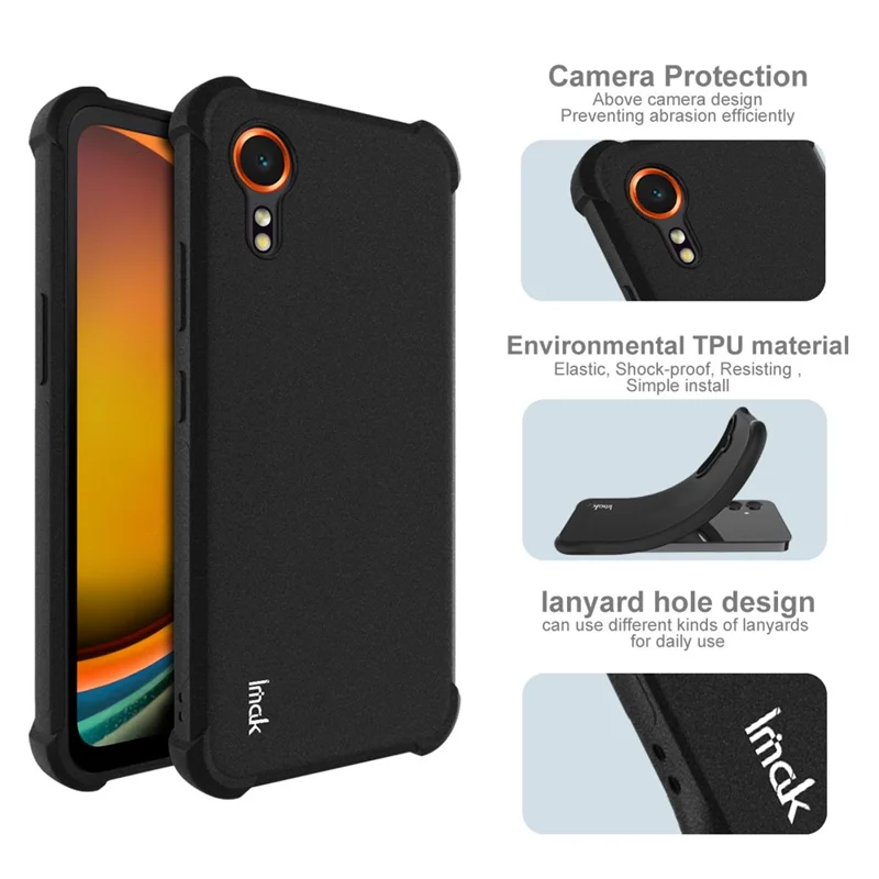 IMAK For Samsung Galaxy Xcover7 Case TPU Phone Cover Airbag Shockproof Protection - Matte Black