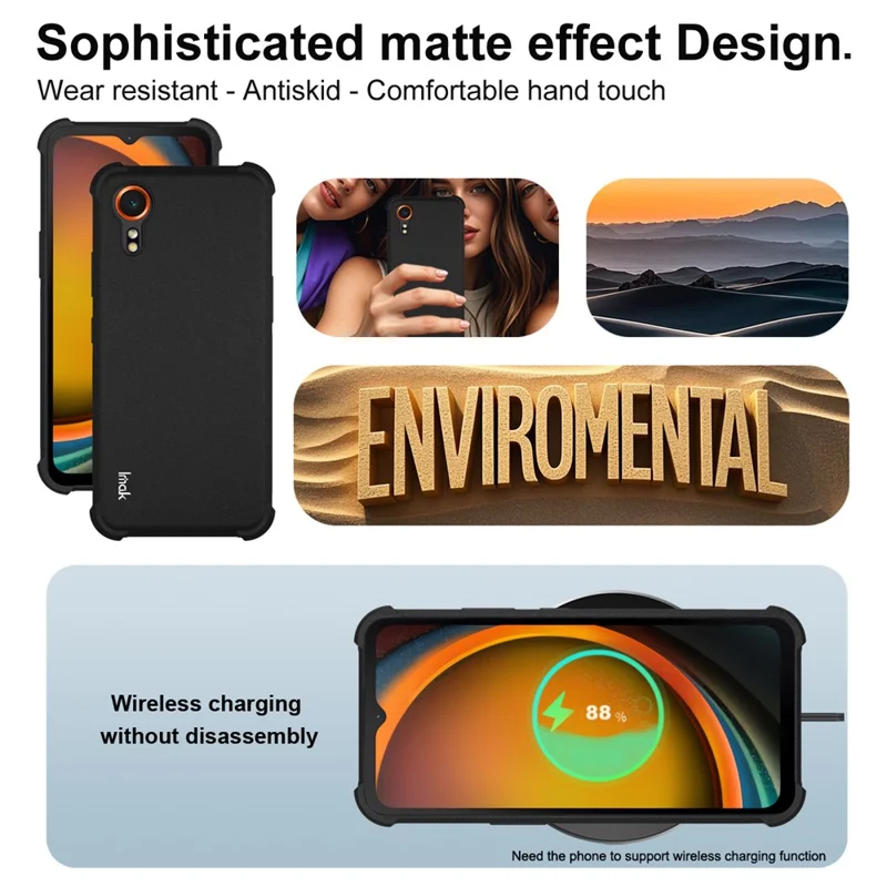 IMAK For Samsung Galaxy Xcover7 Case TPU Phone Cover Airbag Shockproof Protection - Matte Black