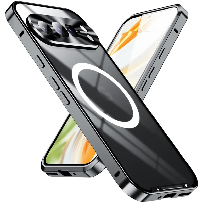 For Google Pixel 10 Pro Magnetic Case Metal Frame Matte Phone Cover - Black