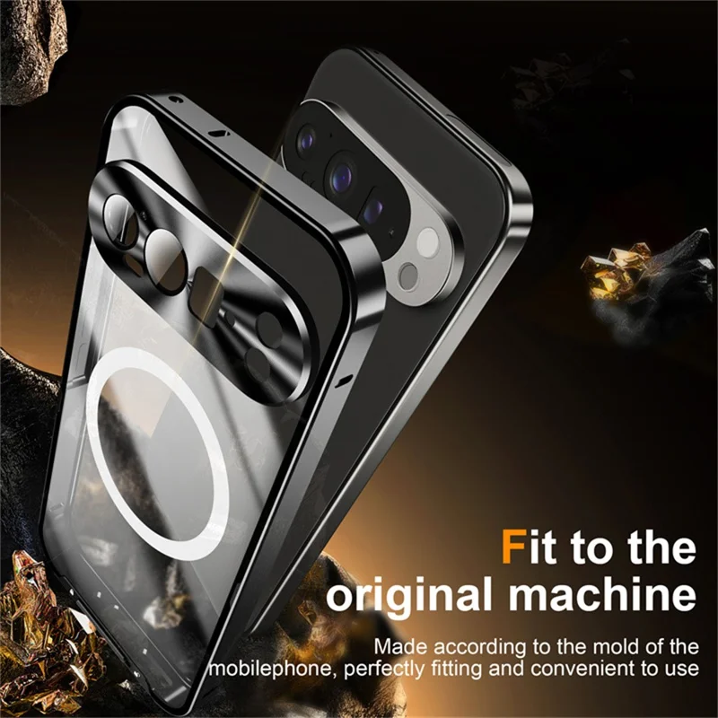 For Google Pixel 10 Pro Magnetic Case Metal Frame Matte Phone Cover - Black
