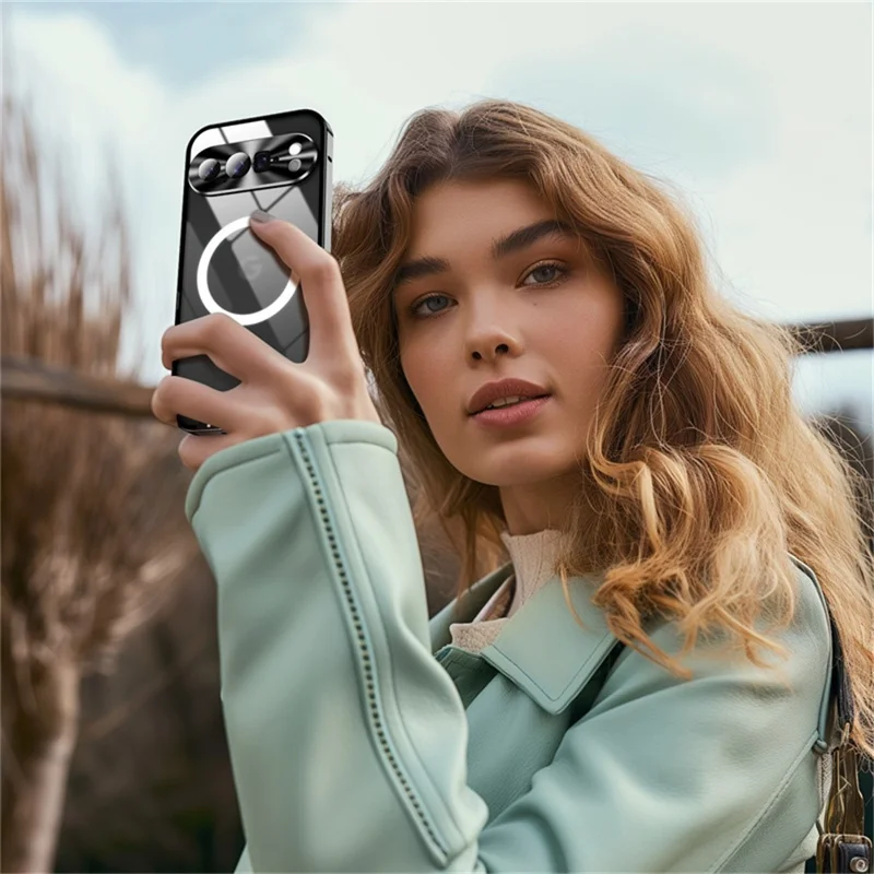 For Google Pixel 10 Pro Magnetic Case Metal Frame Matte Phone Cover - Black