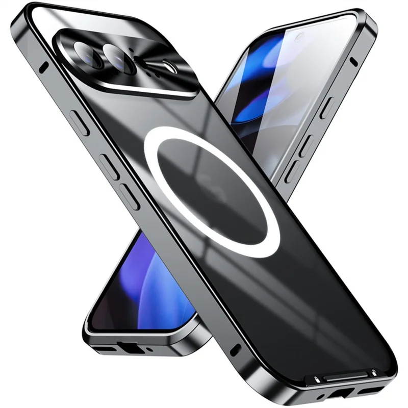 For Google Pixel 10 Magnetic Case Metal Frame Matte Phone Cover - Black