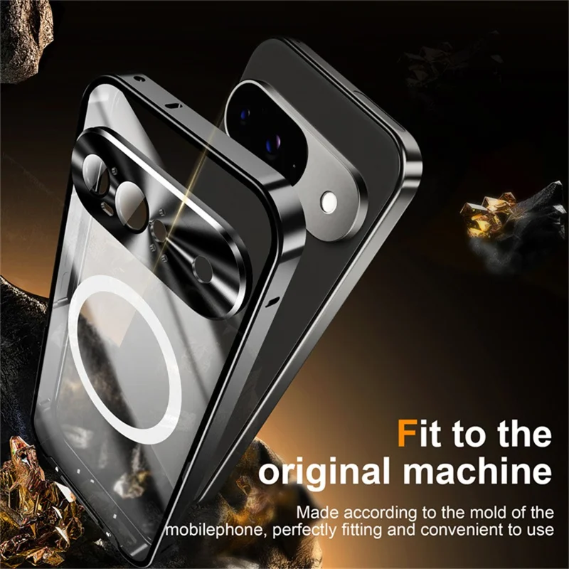 For Google Pixel 10 Magnetic Case Metal Frame Matte Phone Cover - Black