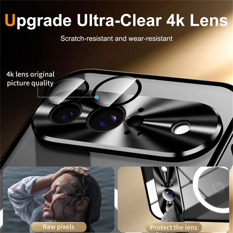 For Google Pixel 10 Magnetic Case Metal Frame Matte Phone Cover - Black