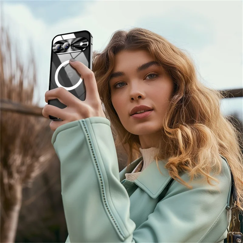 For Google Pixel 10 Magnetic Case Metal Frame Matte Phone Cover - Black