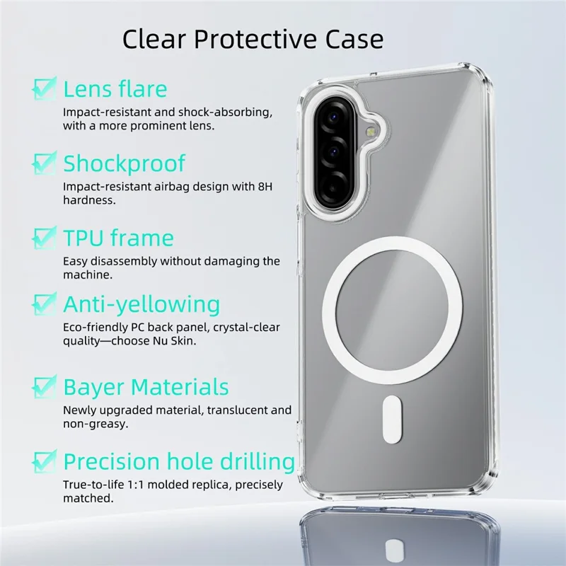 ABEEL For Samsung Galaxy A17 5G  /  4G Magnetic Case Anti Scratch Clear TPU PC Phone Back Cover - White