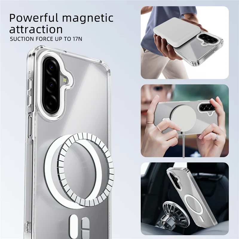 ABEEL For Samsung Galaxy A17 5G  /  4G Magnetic Case Anti Scratch Clear TPU PC Phone Back Cover - White