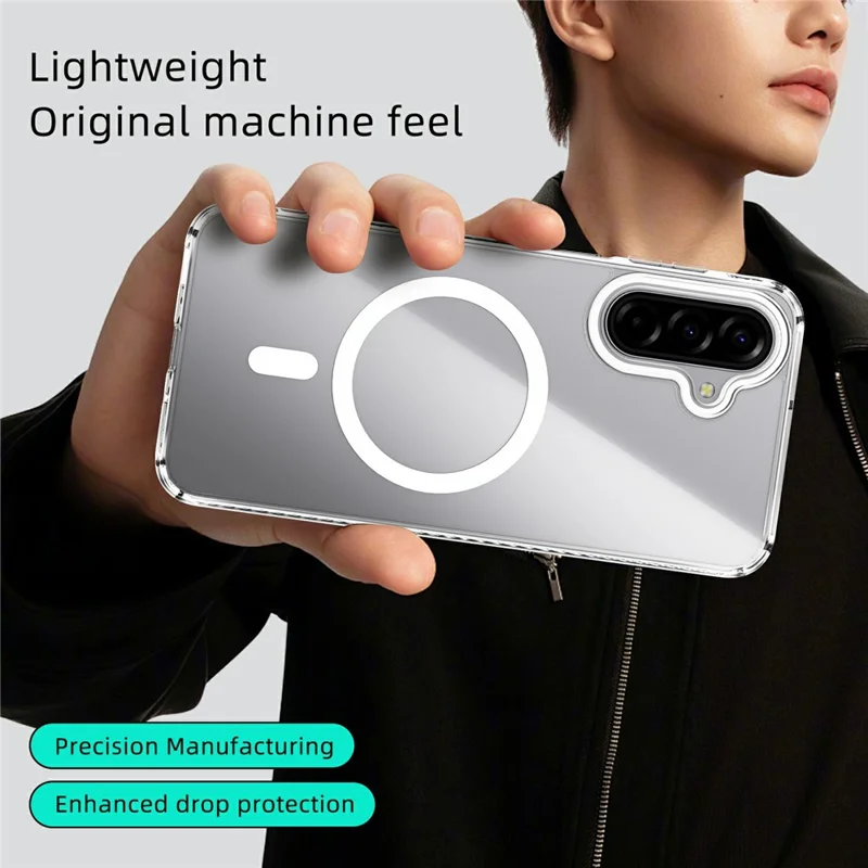 ABEEL For Samsung Galaxy A17 5G  /  4G Magnetic Case Anti Scratch Clear TPU PC Phone Back Cover - White