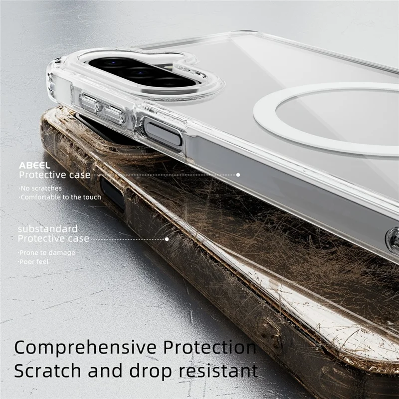 ABEEL For Samsung Galaxy A17 5G  /  4G Magnetic Case Anti Scratch Clear TPU PC Phone Back Cover - White