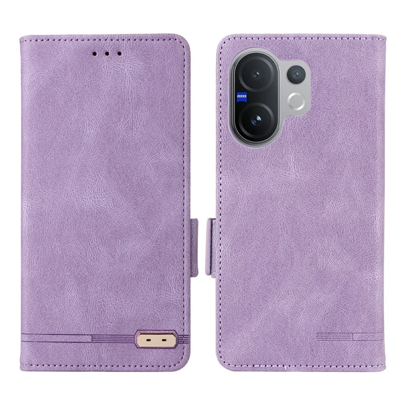 For vivo V60 5G Case Leather Wallet Flip Phone Cover with Hardware Decor - Purple
