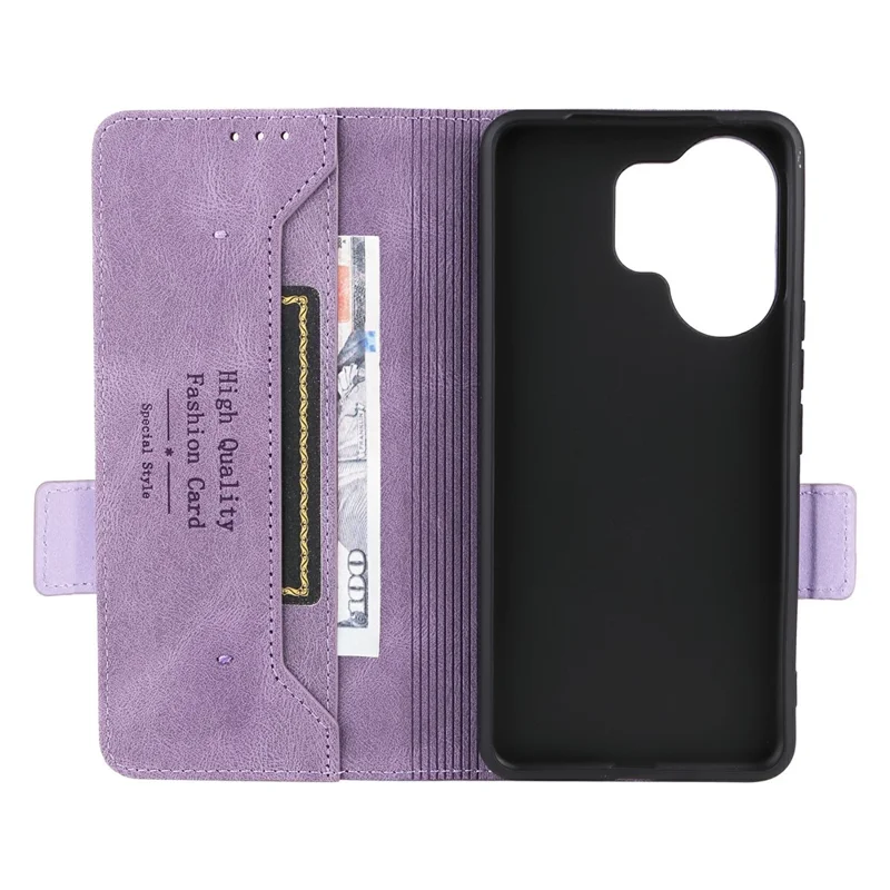 For vivo V60 5G Case Leather Wallet Flip Phone Cover with Hardware Decor - Purple