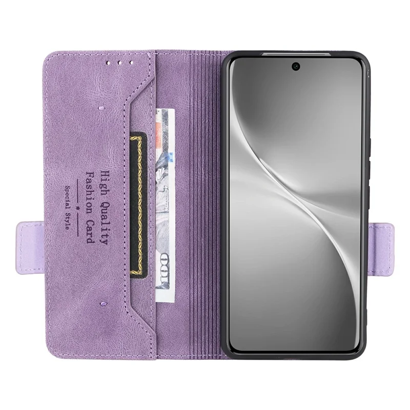 For vivo V60 5G Case Leather Wallet Flip Phone Cover with Hardware Decor - Purple