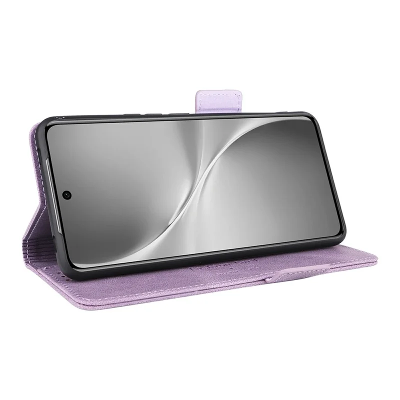 For vivo V60 5G Case Leather Wallet Flip Phone Cover with Hardware Decor - Purple