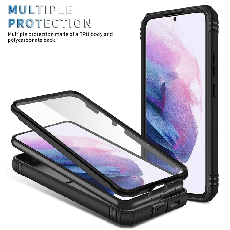 Anti-fall Phone Cover Kickstand For Samsung Galaxy S22+ 5G, Anti-scratch Phone Case Card Holder with Sliding Camera Lid - Black