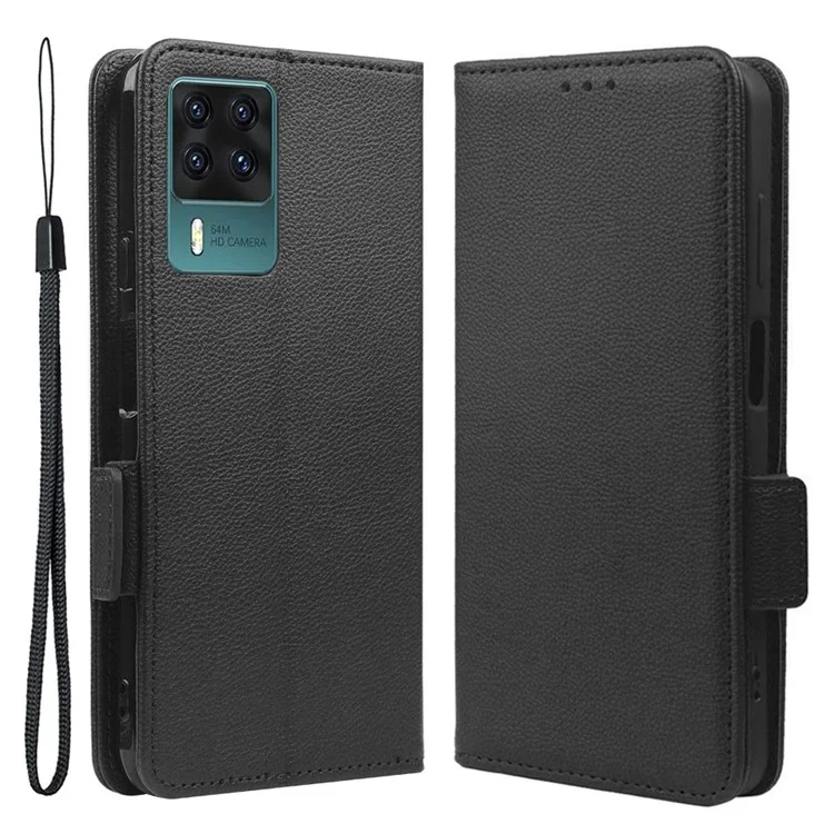 Litchi Textur Telefonhülle Für Cubot X50, Stand Wallet Allgemeines Schutz PU Leder Magnetic Clasp Protective Cover - Schwarz