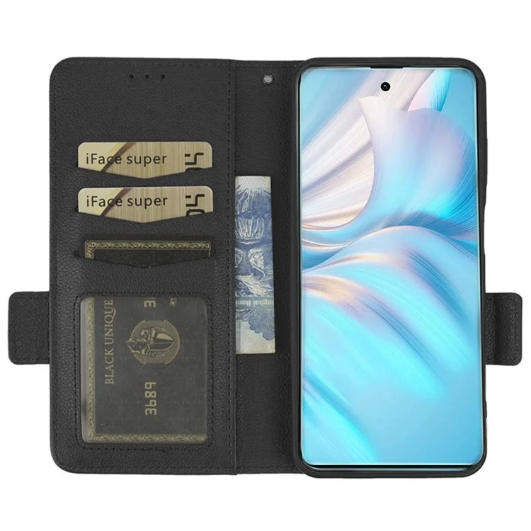 Litchi Textur Telefonhülle Für Cubot X50, Stand Wallet Allgemeines Schutz PU Leder Magnetic Clasp Protective Cover - Schwarz