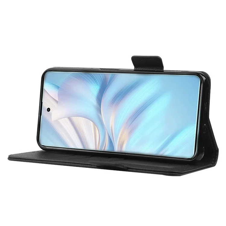 Litchi Textur Telefonhülle Für Cubot X50, Stand Wallet Allgemeines Schutz PU Leder Magnetic Clasp Protective Cover - Schwarz