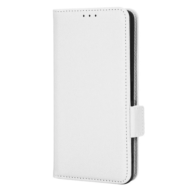 Litchi Texture Phone Case for ZTE Blade A72 5G, Stand Wallet PU Leather Magnetic Clasp Protective Cover - White