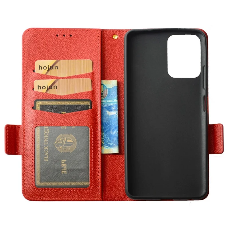 Litchi Texture Phone Case for ZTE Blade A72 5G, Stand Wallet PU Leather Magnetic Clasp Protective Cover - Red