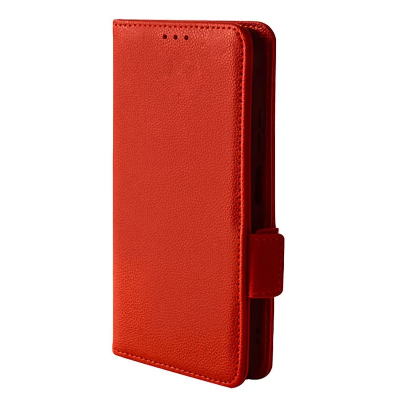 Litchi Texture Phone Case for ZTE Blade A72 5G, Stand Wallet PU Leather Magnetic Clasp Protective Cover - Red
