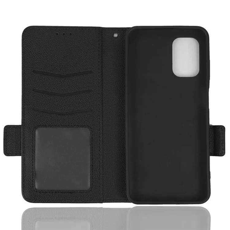 Pour Nokia G60 5G Litchi Texture Téléphone Cover PU le Cuir en Cuir Joue de Smartphone Anti-fall Avec Portefeuille Stand - le Noir