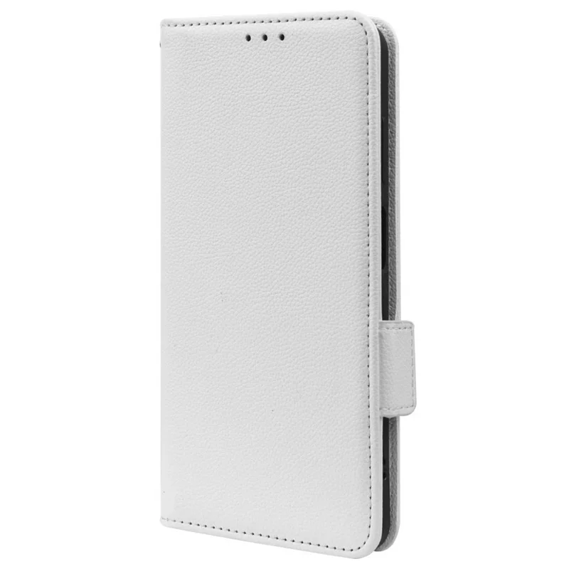 For Nokia G60 5G Litchi Texture Phone Cover PU Leather Magnetic Clasp Anti-fall Smartphone Case with Stand Wallet - White