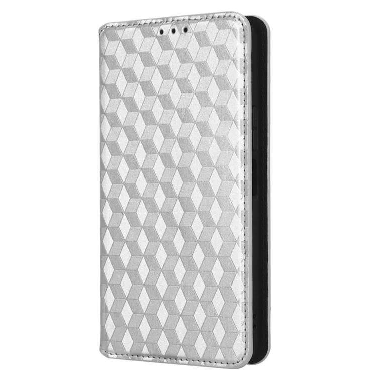 Чехол-книжка для телефонов Honor 70 Lite 5G / X6 4G / Honor Play6C / X8 5G, с рельефным ромбовидным узором, магнитным закрытием, из искусственной кожи, серебристый