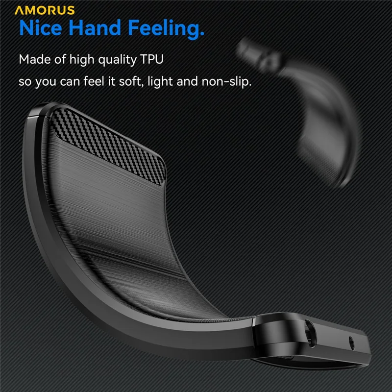 AMORUS For Samsung Galaxy S24 Ultra Case Carbon Fiber Texture Brushed Protective Phone Cover - Black