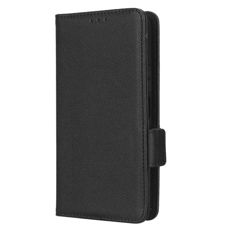 Capa de telefone com textura de lichia anti-queda para Honor 70 Lite 5G / X6 4G / Honor Play6C / X8 5G - Capa carteira de couro PU com fecho magnético duplo - Preto