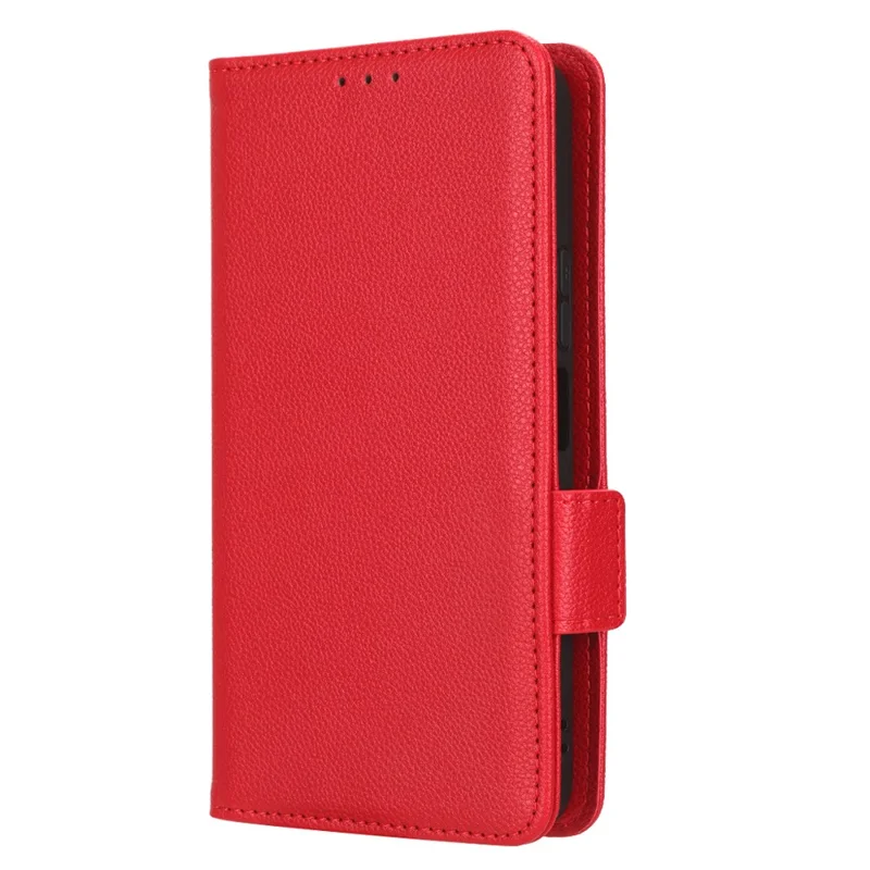 Anti-drop Litchi Texture Phone Cover for Honor 70 Lite 5G / X6 4G / Honor Play6C / X8 5G PU Leather Dual Magnetic Clasp Flip Wallet Case - Red